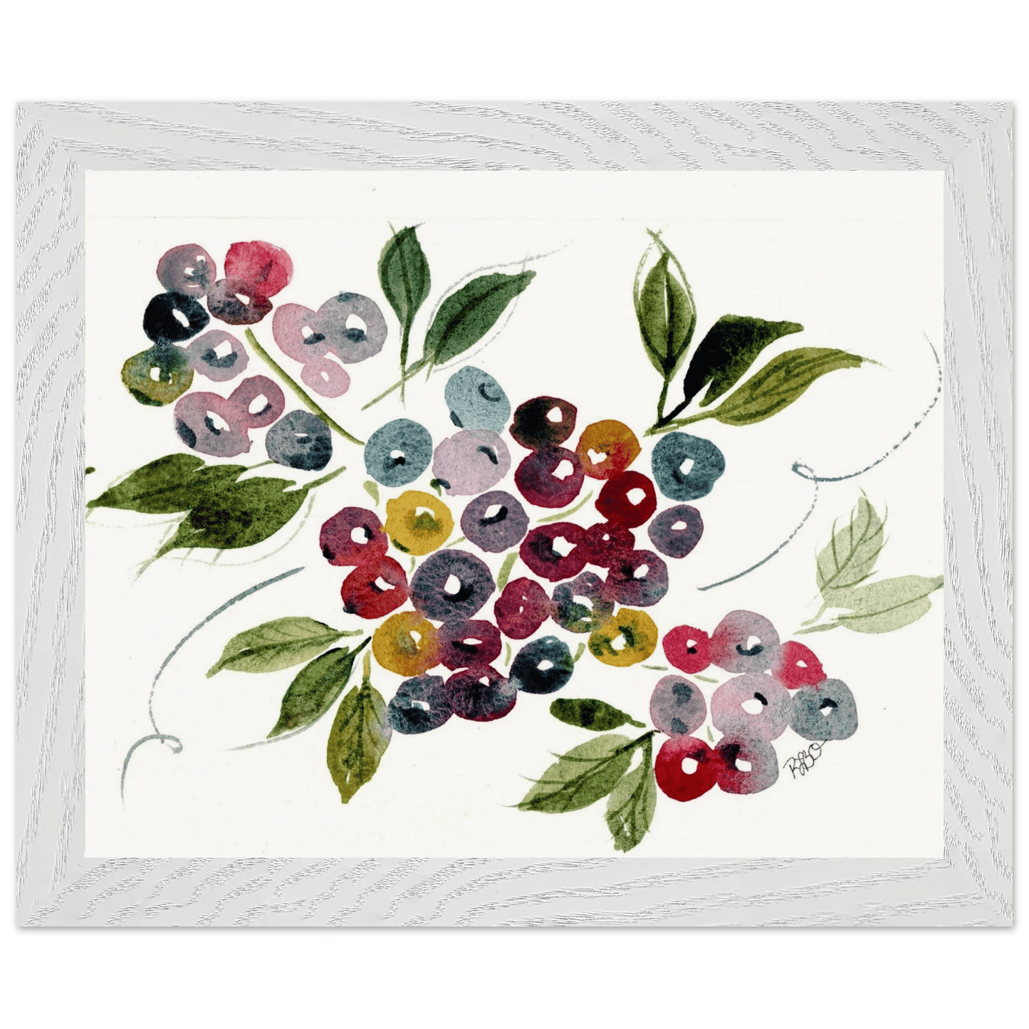 Maine Blueberries - Wooden Framed Poster With Museum - Quality Matte Paper 8x10″ - Print Material - The Watercolor Nest