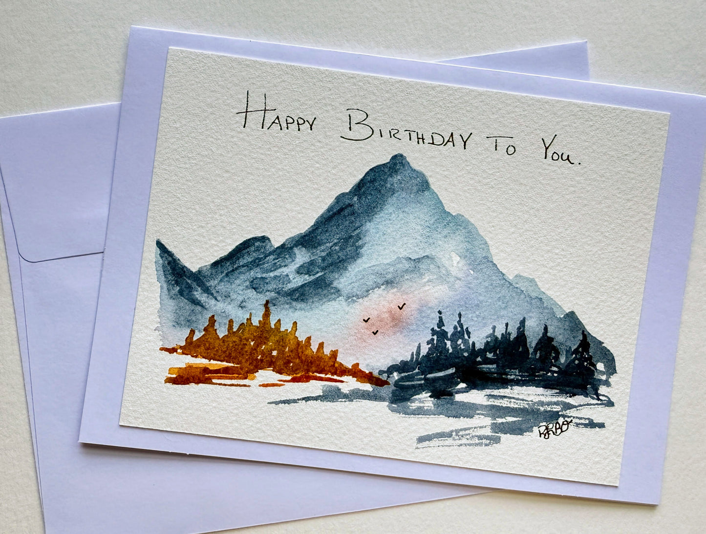 Hand Painted Watercolor Birthday Card