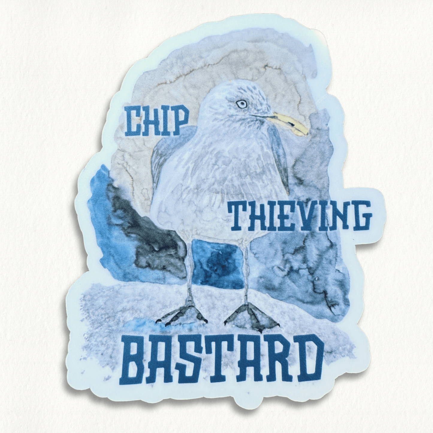 Chip Thieving Bastard Seagull Funny Sticker - The Watercolor Nest