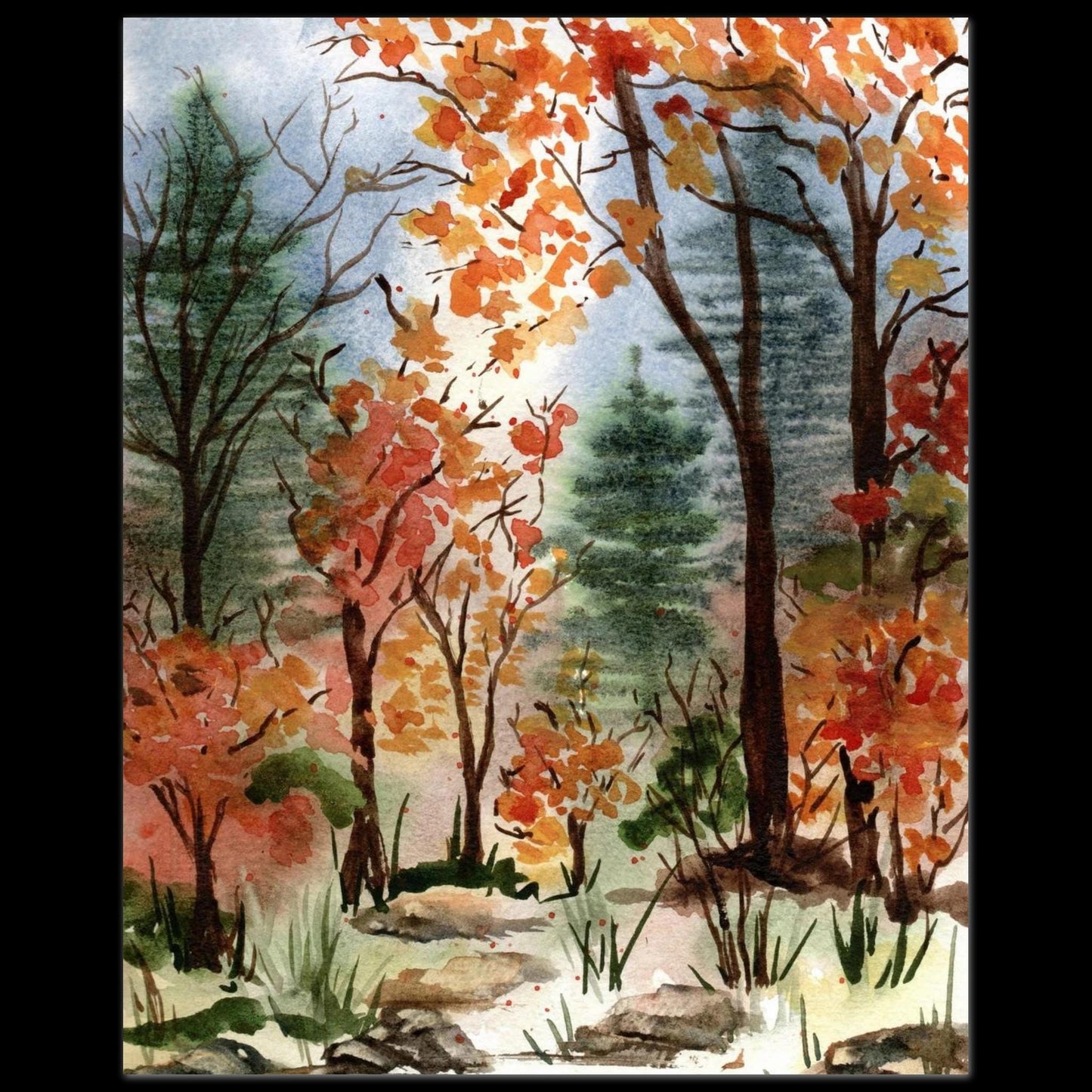Autumn Hike - Poster Print - The Watercolor Nest