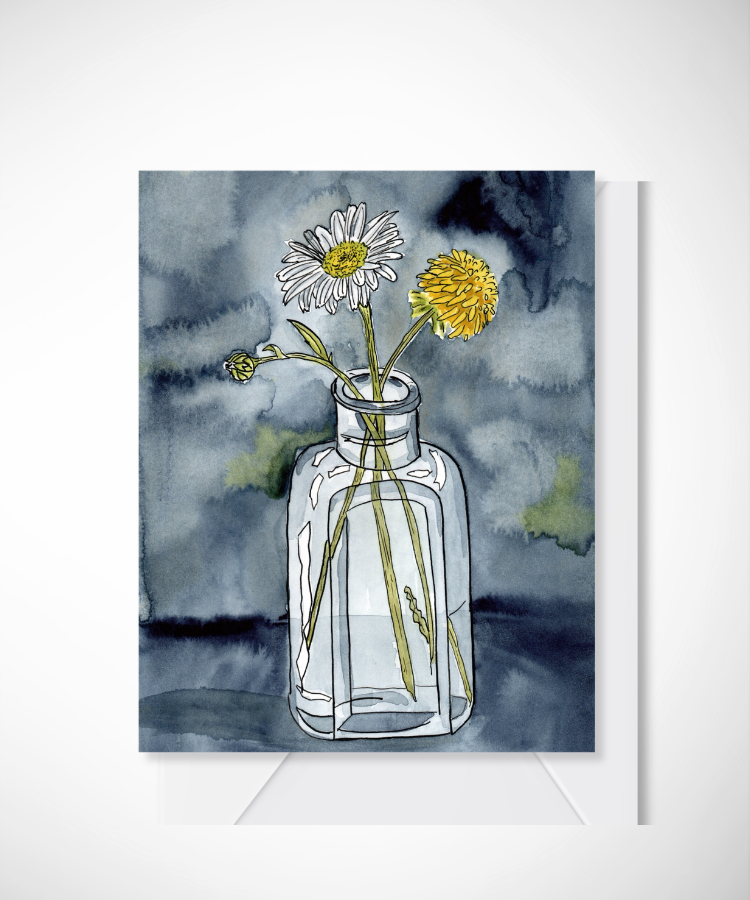 Daisy in a glass jar note card