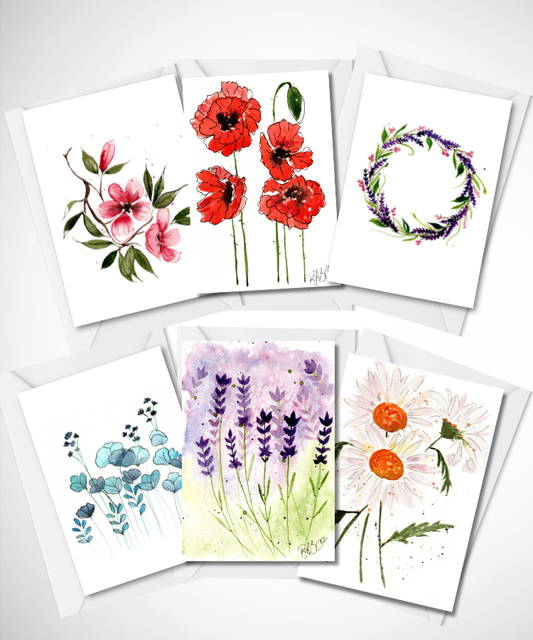 Floral Note Card Box Set of 6