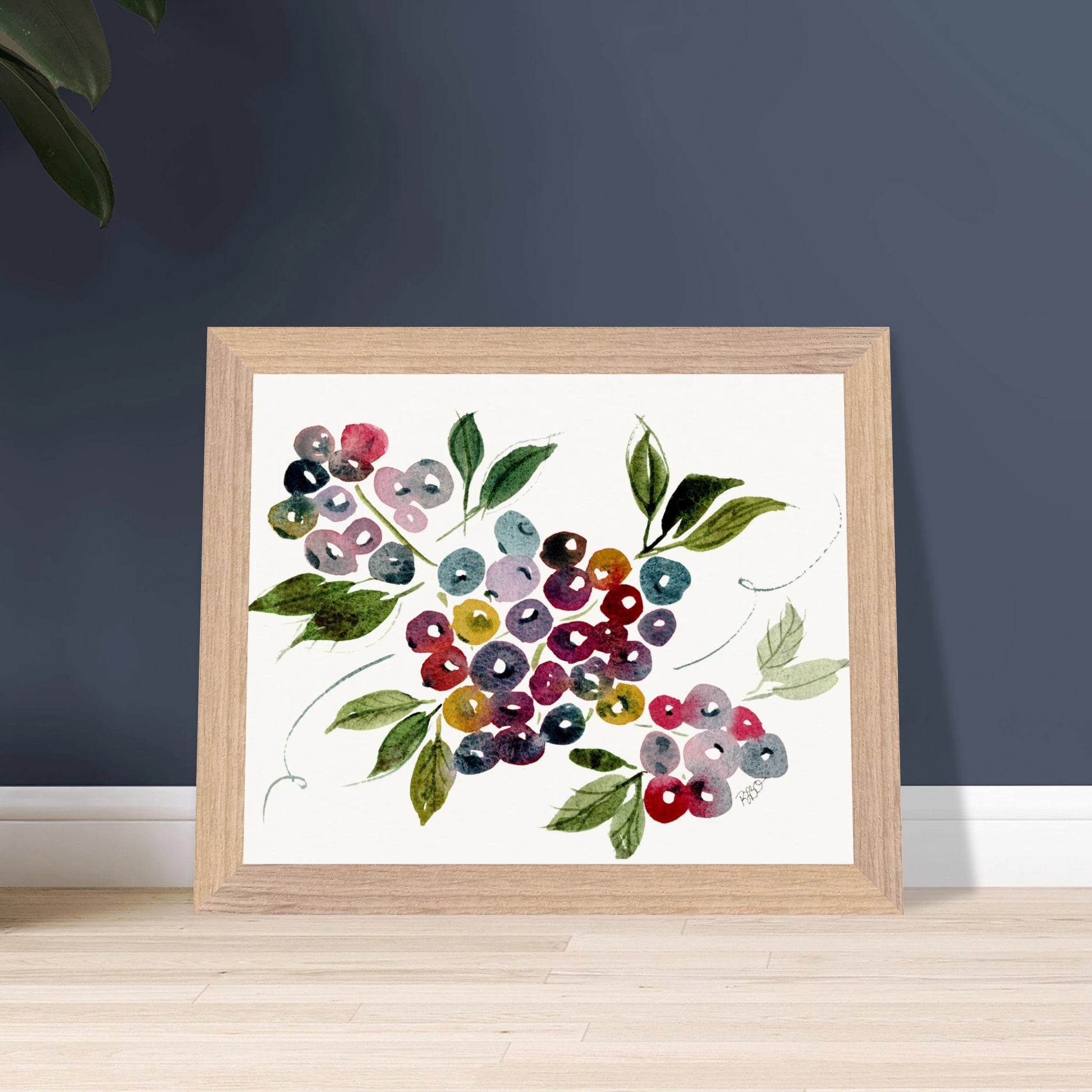 Maine Blueberries - Wood Framed Poster - Print Material - The Watercolor Nest