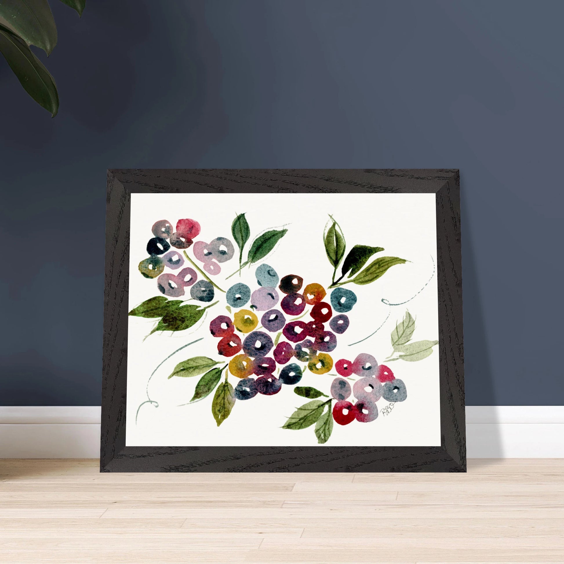 Maine Blueberries - Wood Framed Poster - Print Material - The Watercolor Nest