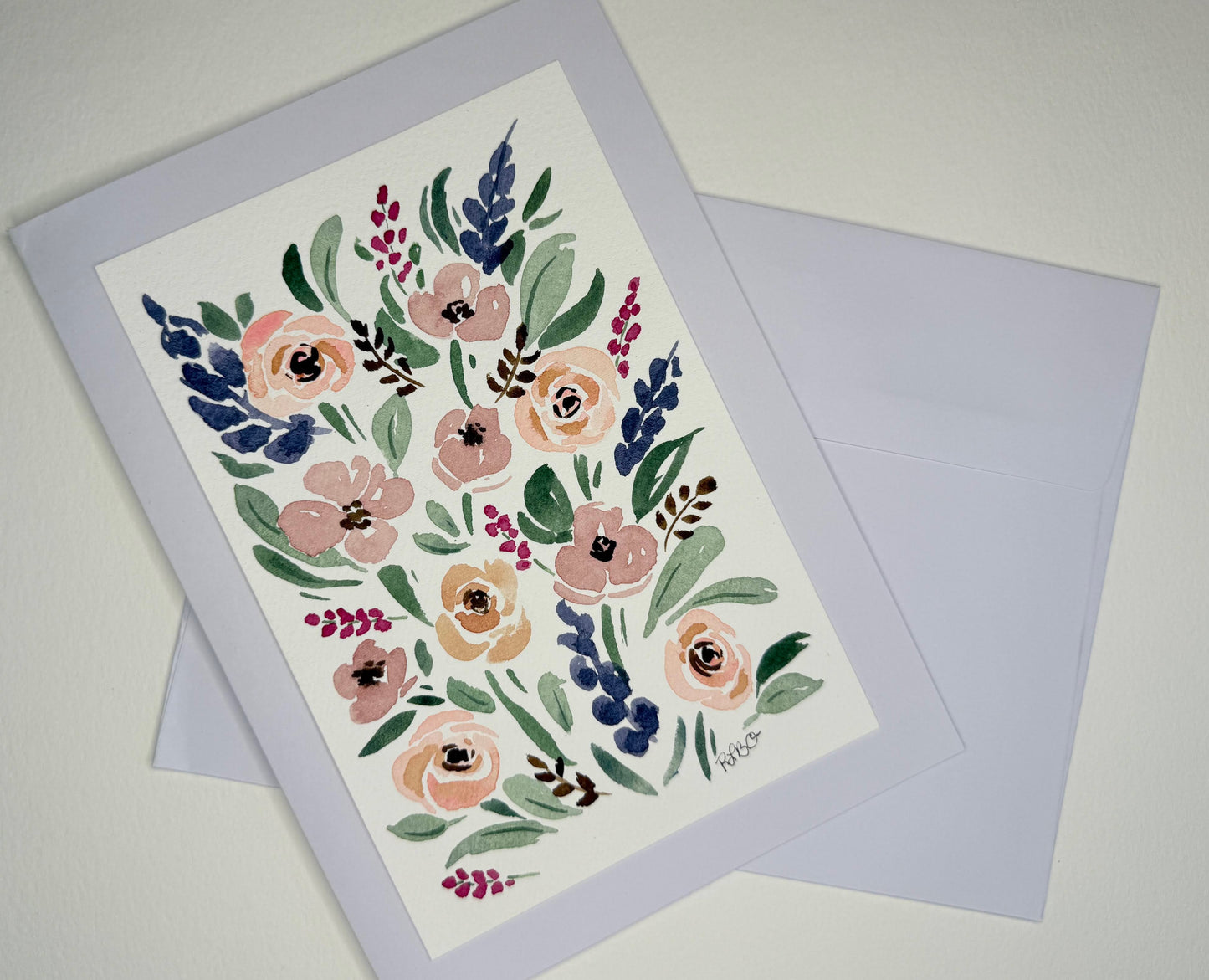 Hand Painted Watercolor Floral Card