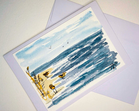 Hand Painted Watercolor All Occasion Card with Sand Pipers