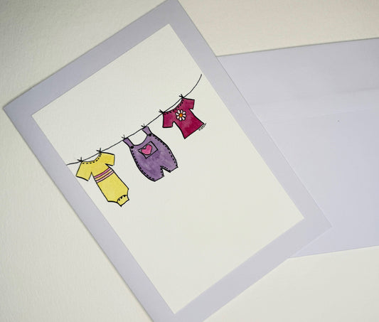 Hand Painted Watercolor Baby Shower Card
