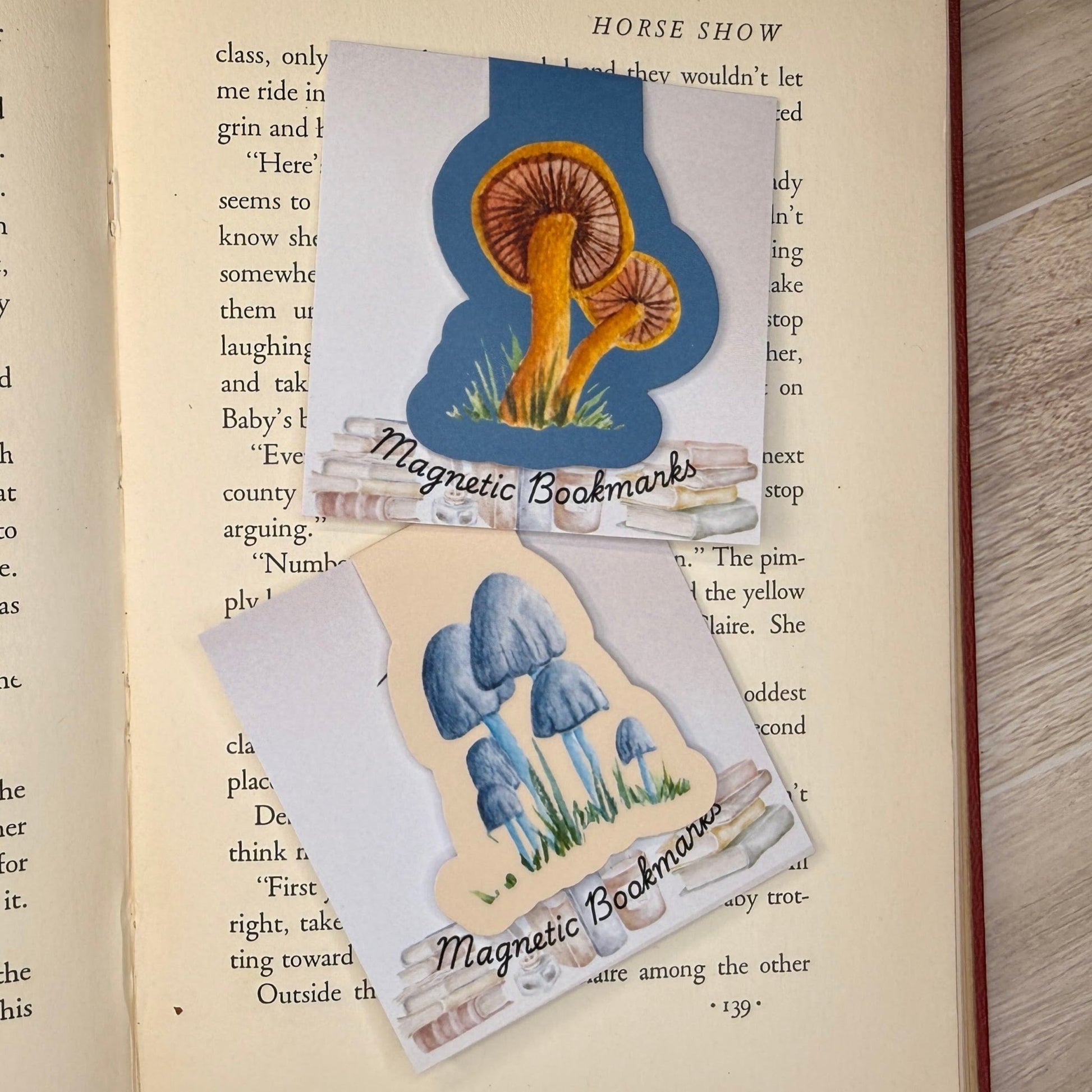 Mushroom Magnetic Bookmarks Set of 2 – Handmade Watercolor Woodland Page Markers - Print Material - The Watercolor Nest