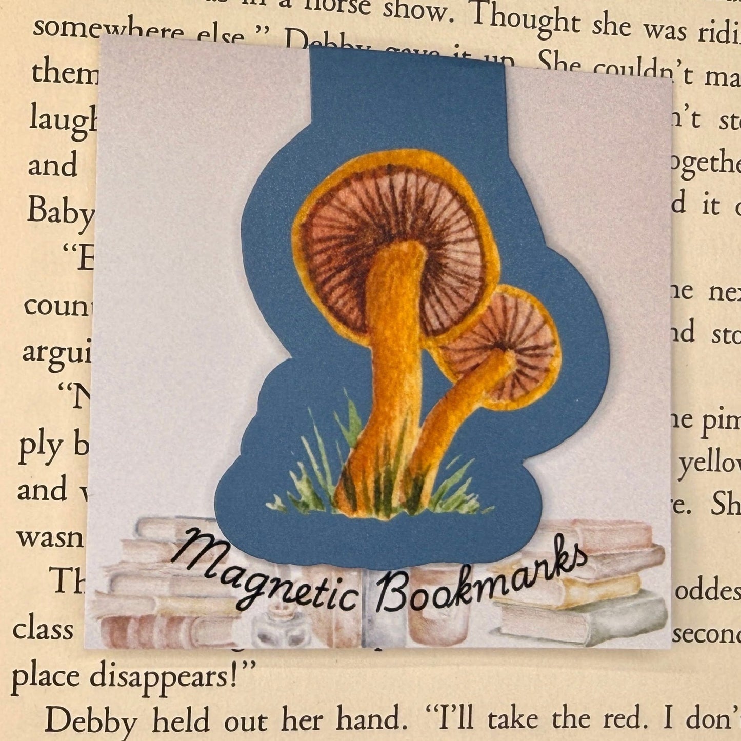 Mushroom Magnetic Bookmarks Set of 2 – Handmade Watercolor Woodland Page Markers - Print Material - The Watercolor Nest