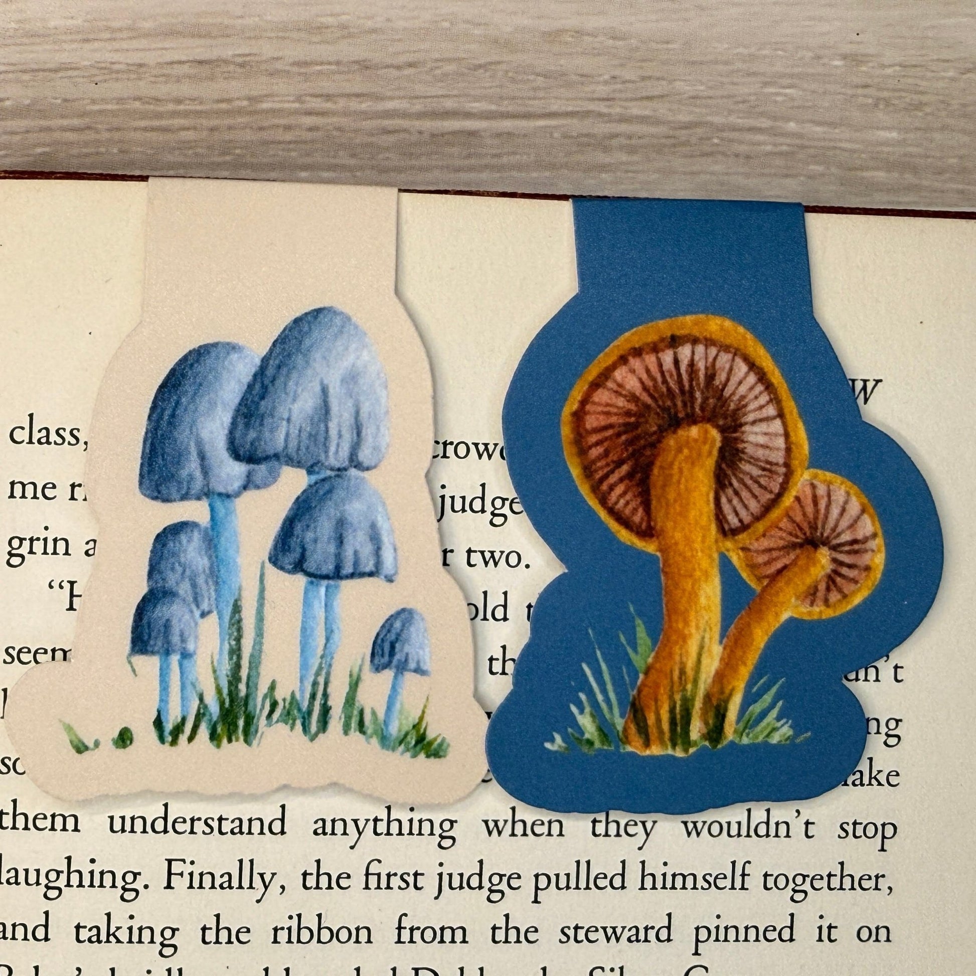 Mushroom Magnetic Bookmarks Set of 2 – Handmade Watercolor Woodland Page Markers - Print Material - The Watercolor Nest