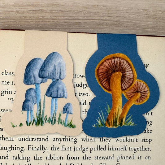 Mushroom Magnetic Bookmarks Set of 2 – Handmade Watercolor Woodland Page Markers - Print Material - The Watercolor Nest