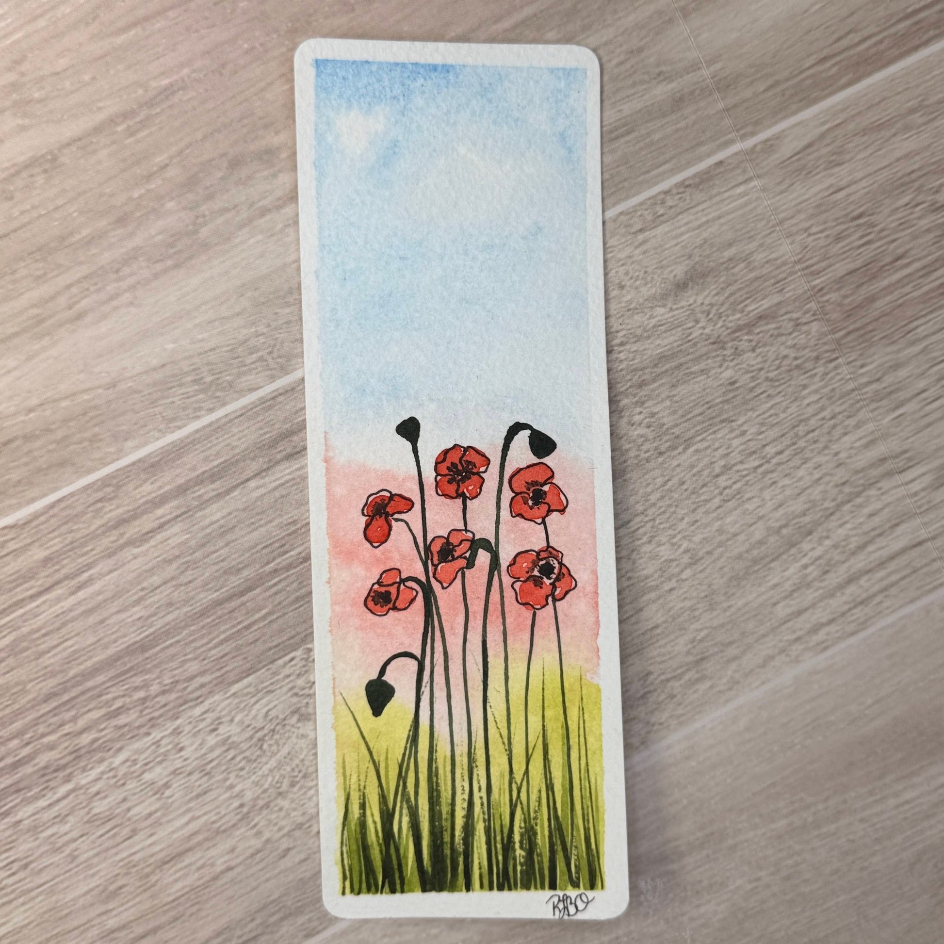 Hand Painted Poppy Bookmark with Tassel – Original Watercolor Floral Art - Art - The Watercolor Nest