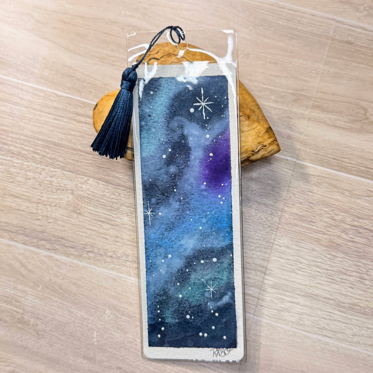 Hand Painted Galaxy Bookmark with Tassel – Original Watercolor Starry Night Art - Art - The Watercolor Nest
