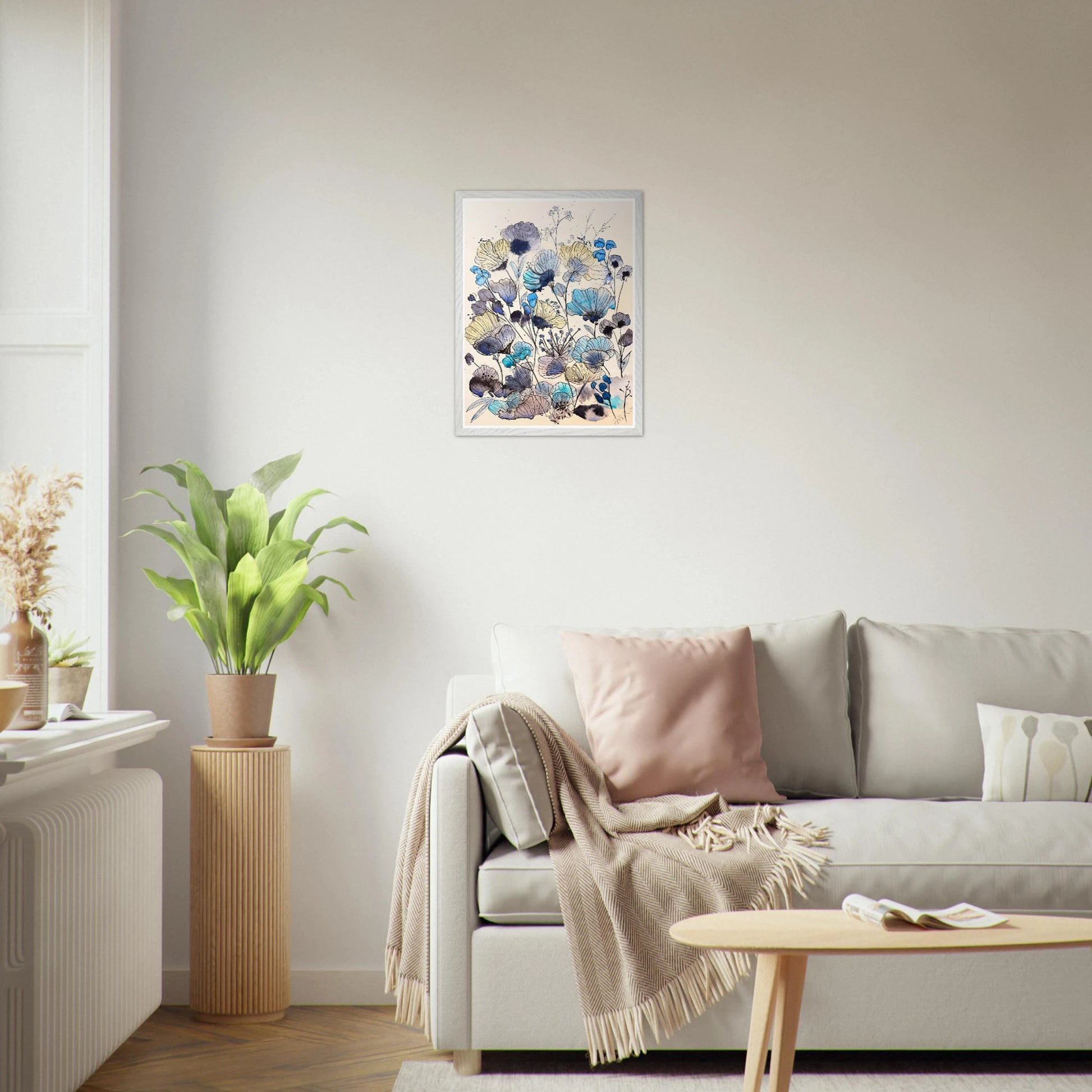 Robyn Flowers, Blue - Premium Wooden Framed Poster With Museum - Quality Matte Paper - Print Material - The Watercolor Nest