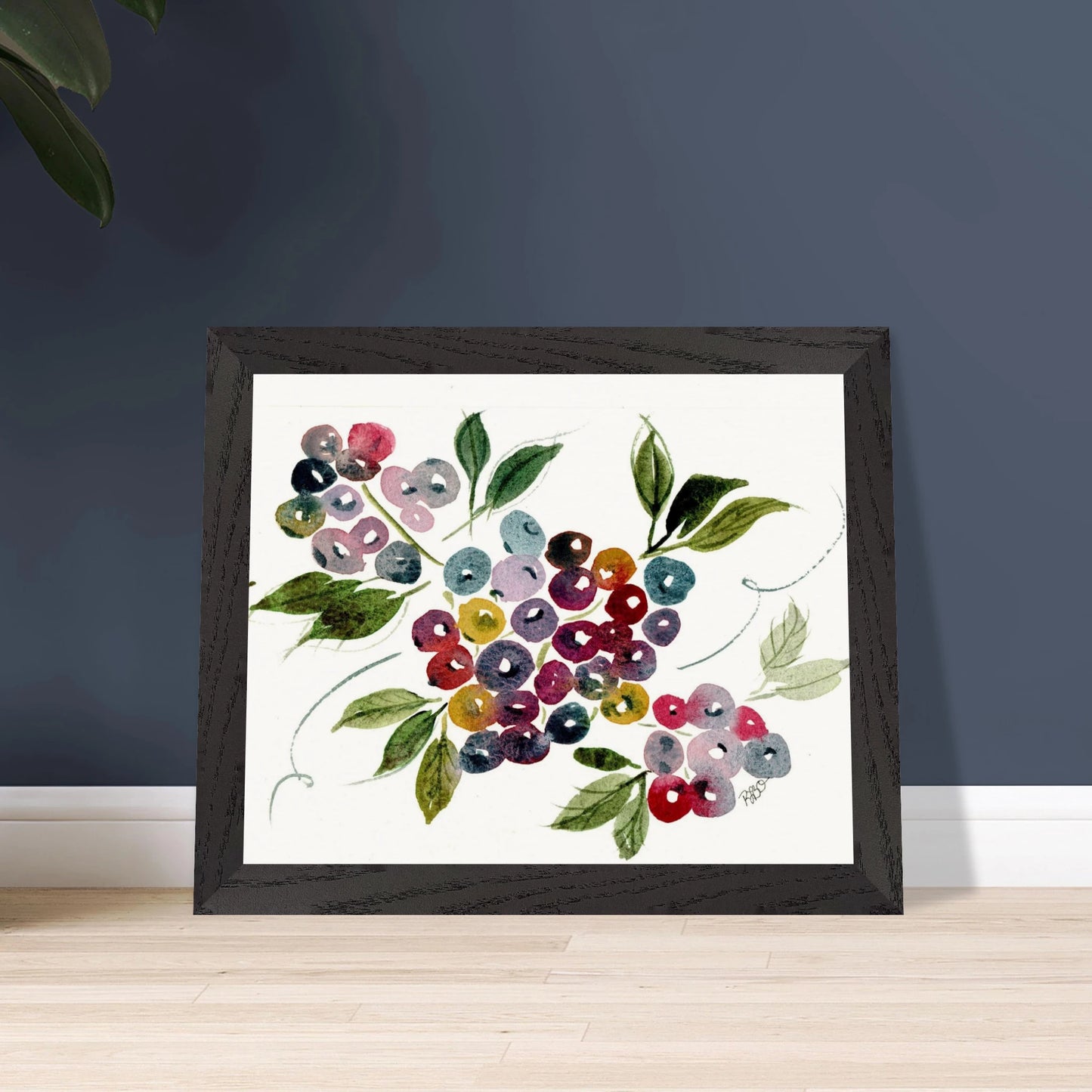 Maine Blueberries - Wooden Framed Poster With Museum - Quality Matte Paper 8x10″ - Print Material - The Watercolor Nest