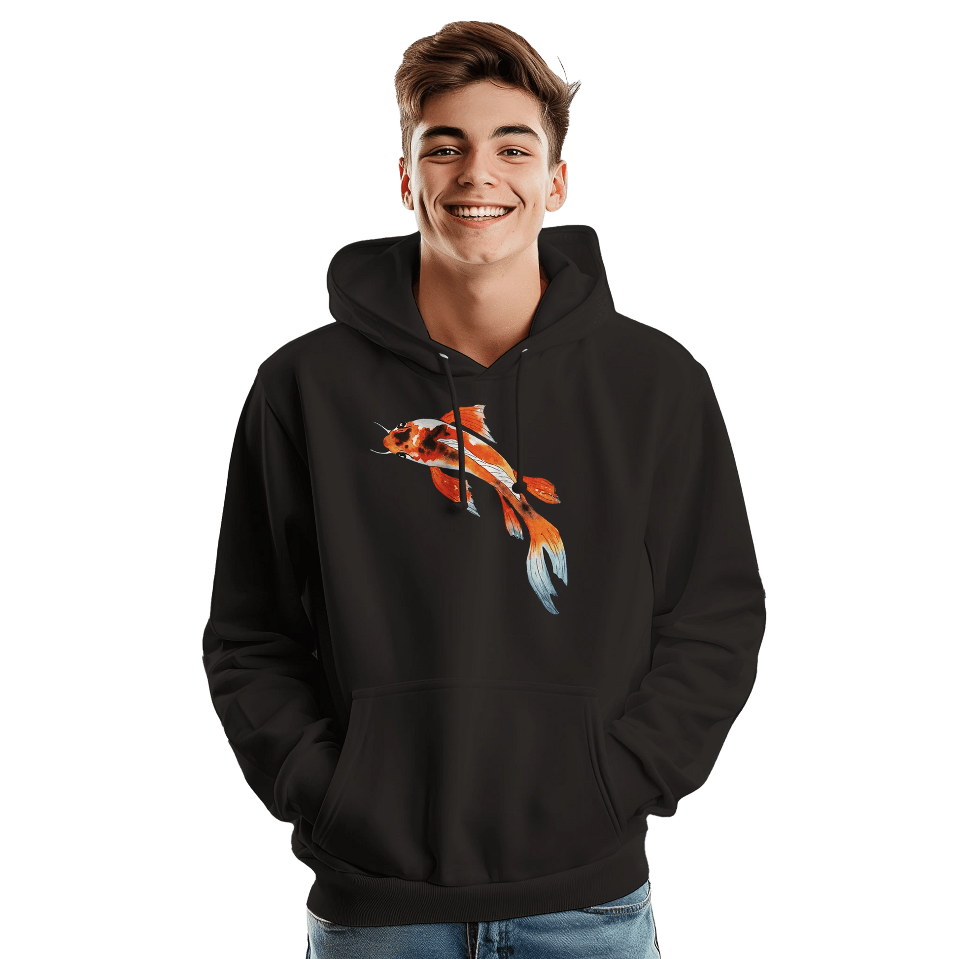 Unisex Koi Fish Pullover Hoodie | JustHoods JH001 - Print Material - The Watercolor Nest