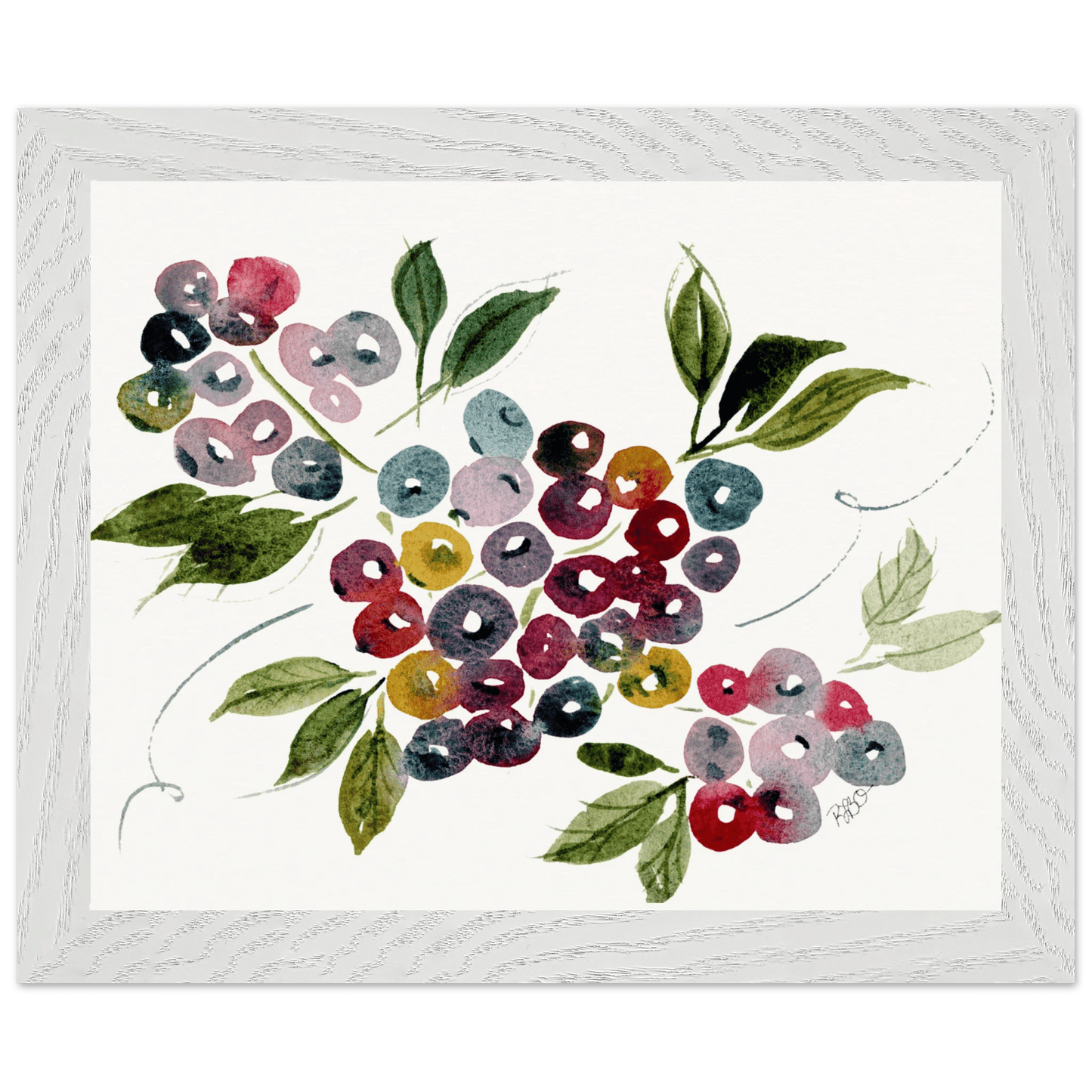 Maine Blueberries - Wood Framed Poster - Print Material - The Watercolor Nest