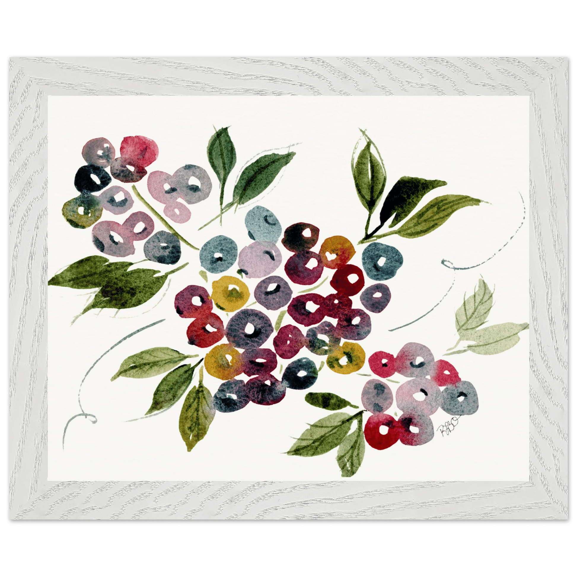 Maine Blueberries - Wood Framed Poster - Print Material - The Watercolor Nest