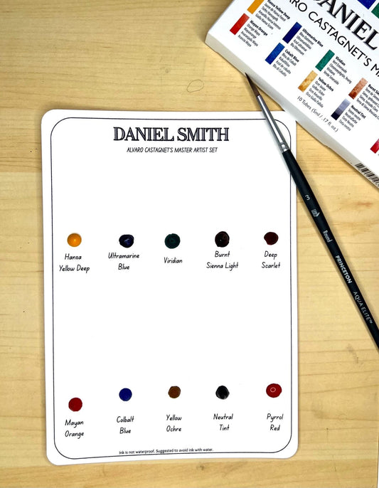 Watercolor Paint Dot card, sample Daniel Smith paint, watercolor paper, swatch card, Alvaro Castagnet’s Master Artist palette, art supplies - The Watercolor Nest