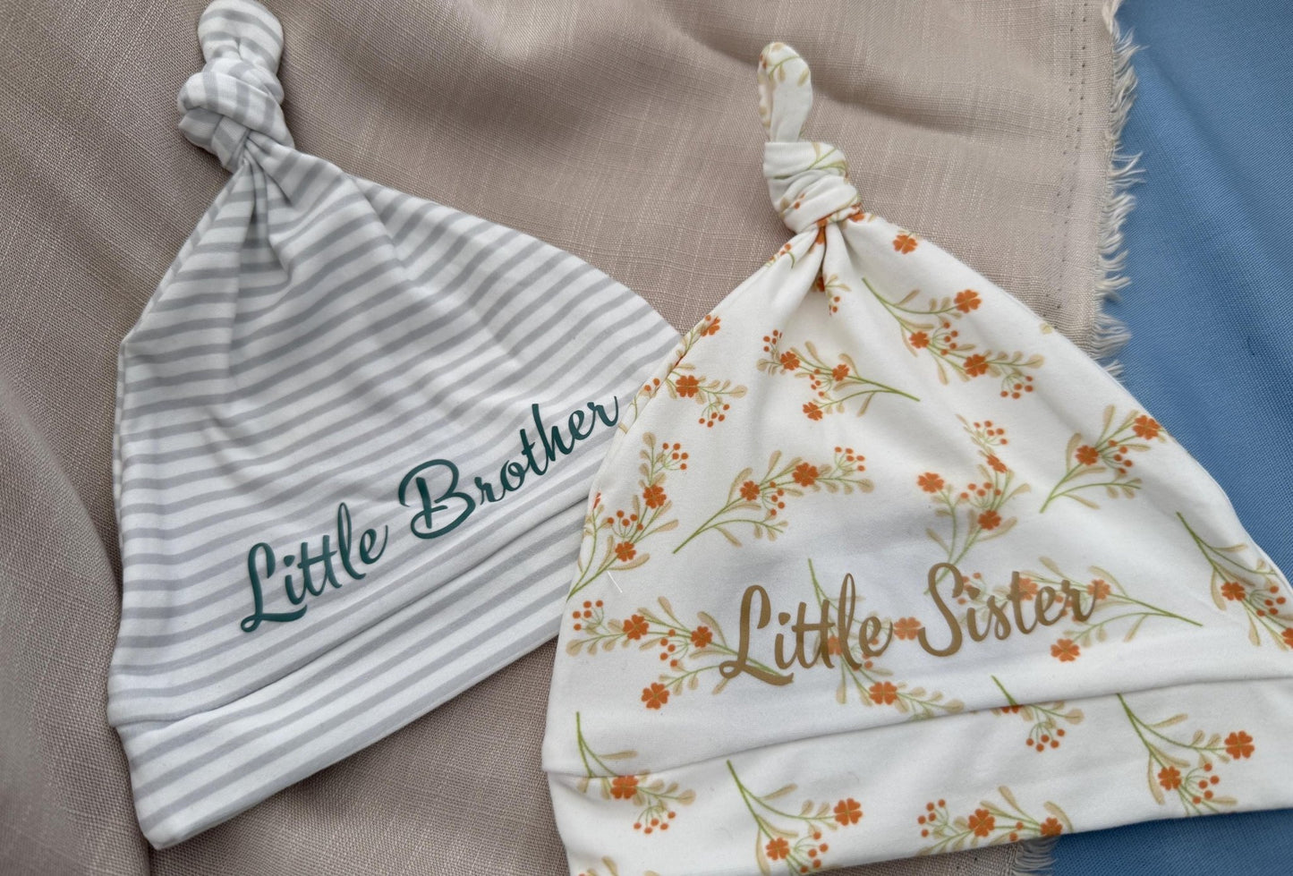 Newborn baby beanie hat, little brother or little sister newborn hat, coming home preemie cap, super soft baby hat for shower gift or photos - The Watercolor Nest