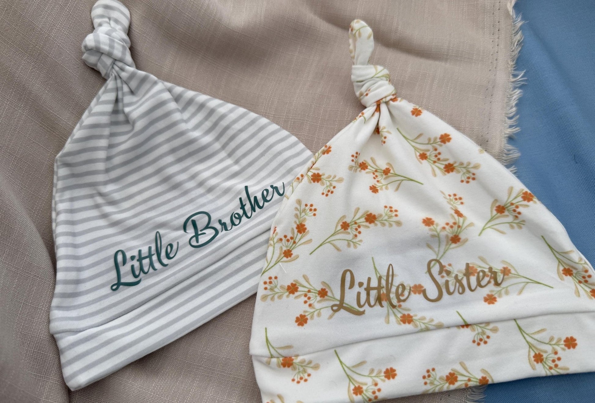 Newborn baby beanie hat, little brother or little sister newborn hat, coming home preemie cap, super soft baby hat for shower gift or photos - The Watercolor Nest