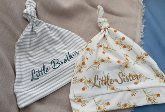 Newborn baby beanie hat, little brother or little sister newborn hat, coming home preemie cap, super soft baby hat for shower gift or photos - The Watercolor Nest