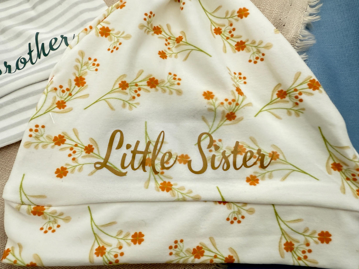 Newborn baby beanie hat, little brother or little sister newborn hat, coming home preemie cap, super soft baby hat for shower gift or photos