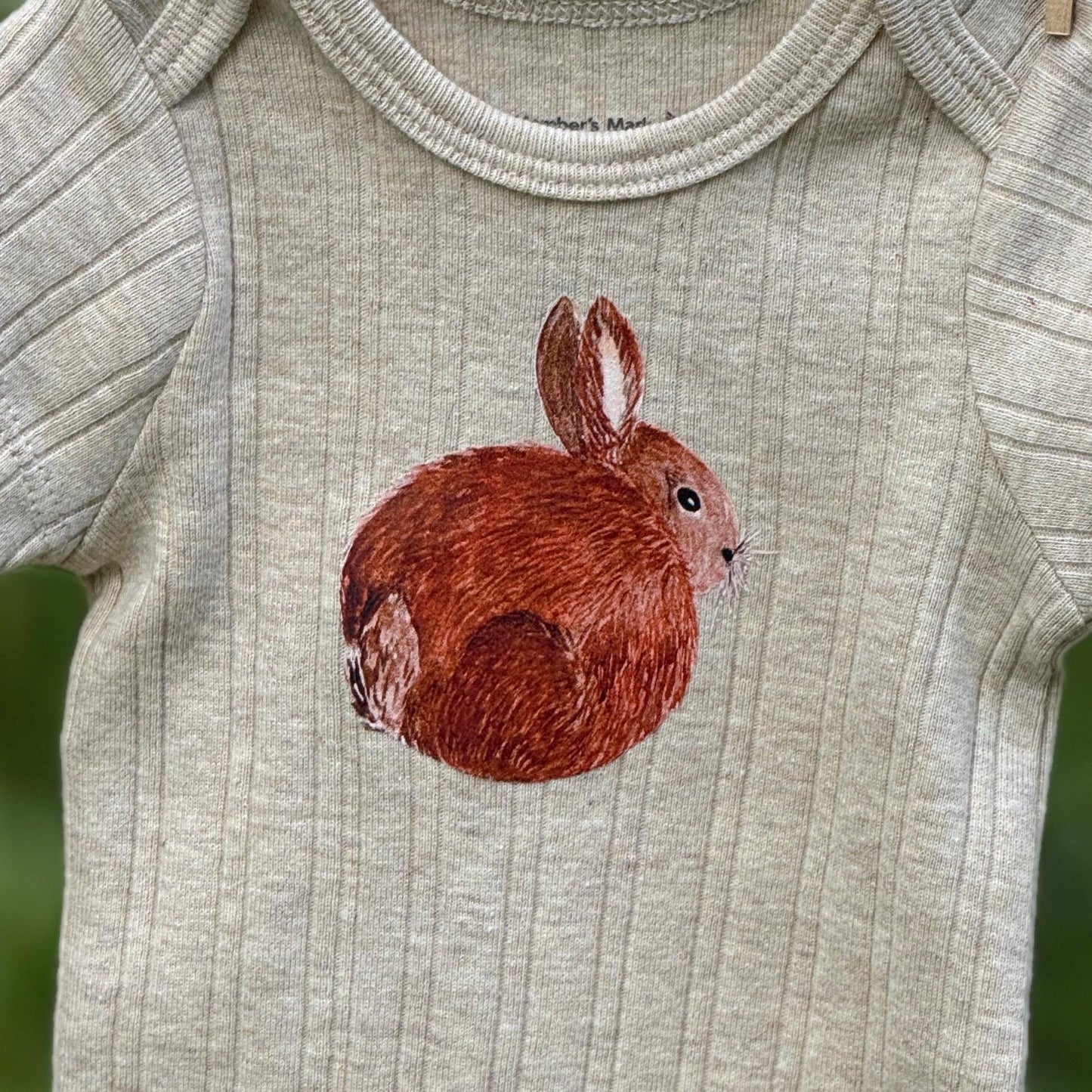 Baby bodysuit bunny, organic cotton infant outfit, baby shower present, coming home from hospital outfit, monthly milestone romper