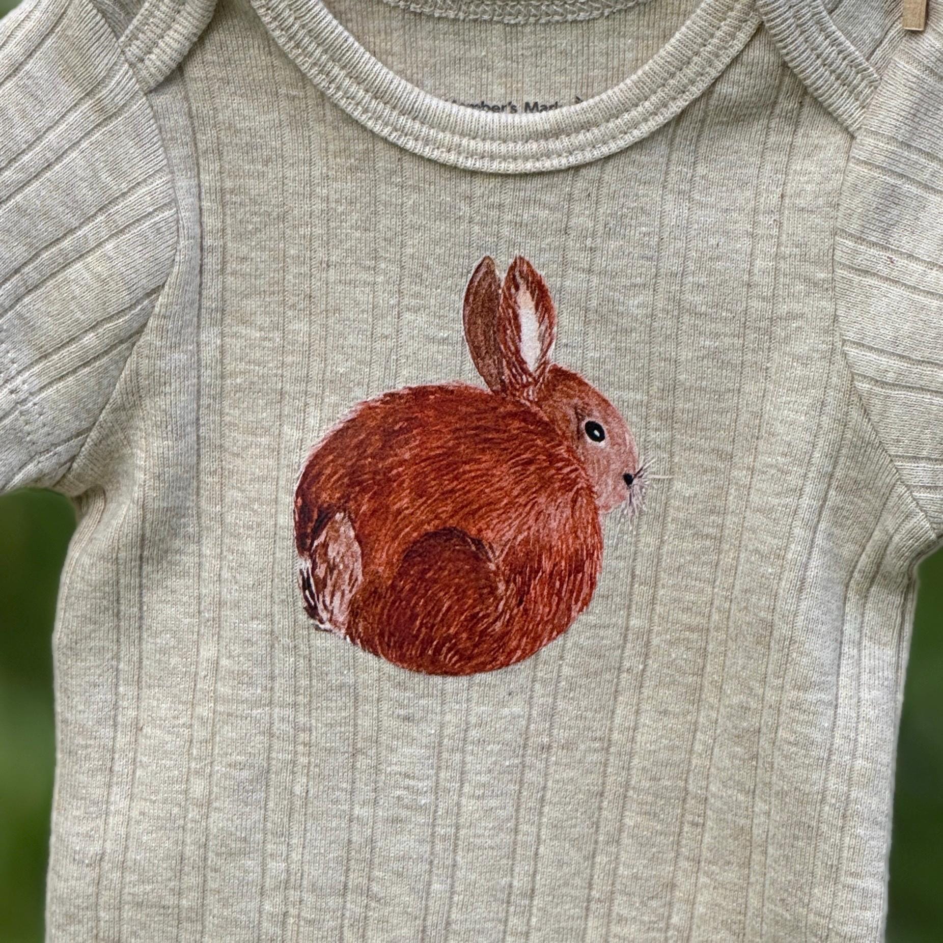 Baby bodysuit bunny, organic cotton infant outfit, baby shower present, coming home from hospital outfit, monthly milestone romper