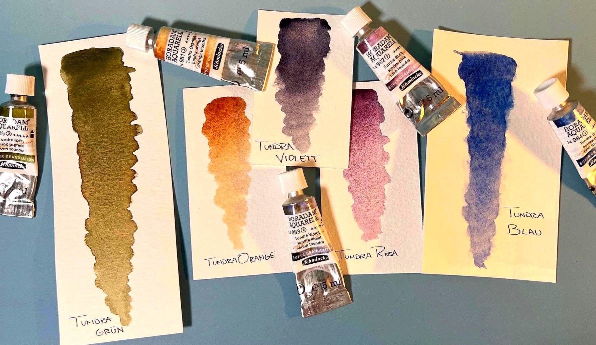 Watercolor Paint Dot card sample, Schmincke super granulating paint, watercolor paper swatch card, painter sample set, earthy tone palette - The Watercolor Nest