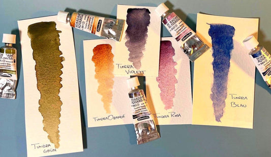 Watercolor Paint Dot card sample, Schmincke super granulating paint, watercolor paper swatch card, painter sample set, earthy tone palette - The Watercolor Nest