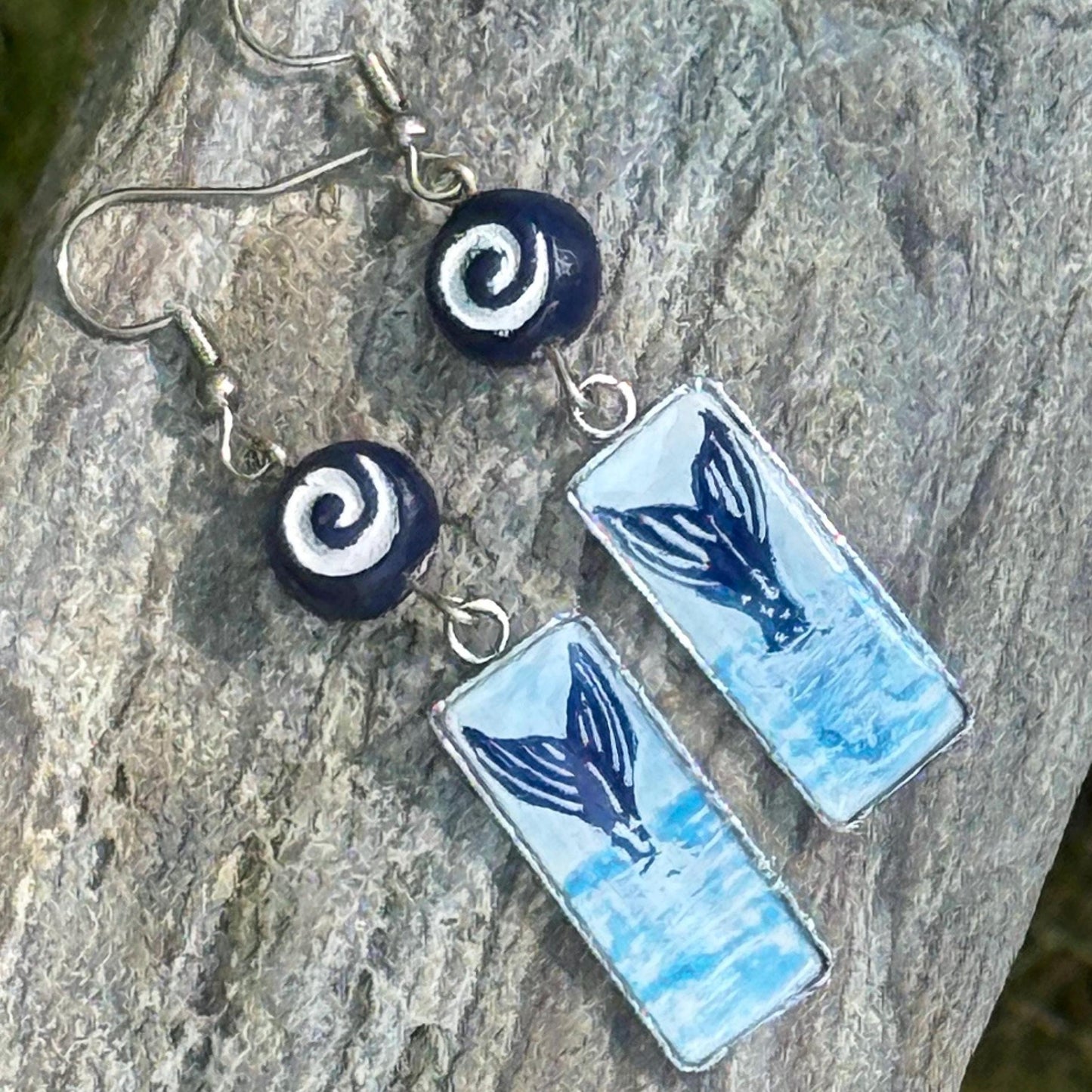 Whale earring, marine life jewelry, ocean theme earring, fish jewelry, whimsical art watercolor jewelry, beach core charm, save our seas - The Watercolor Nest