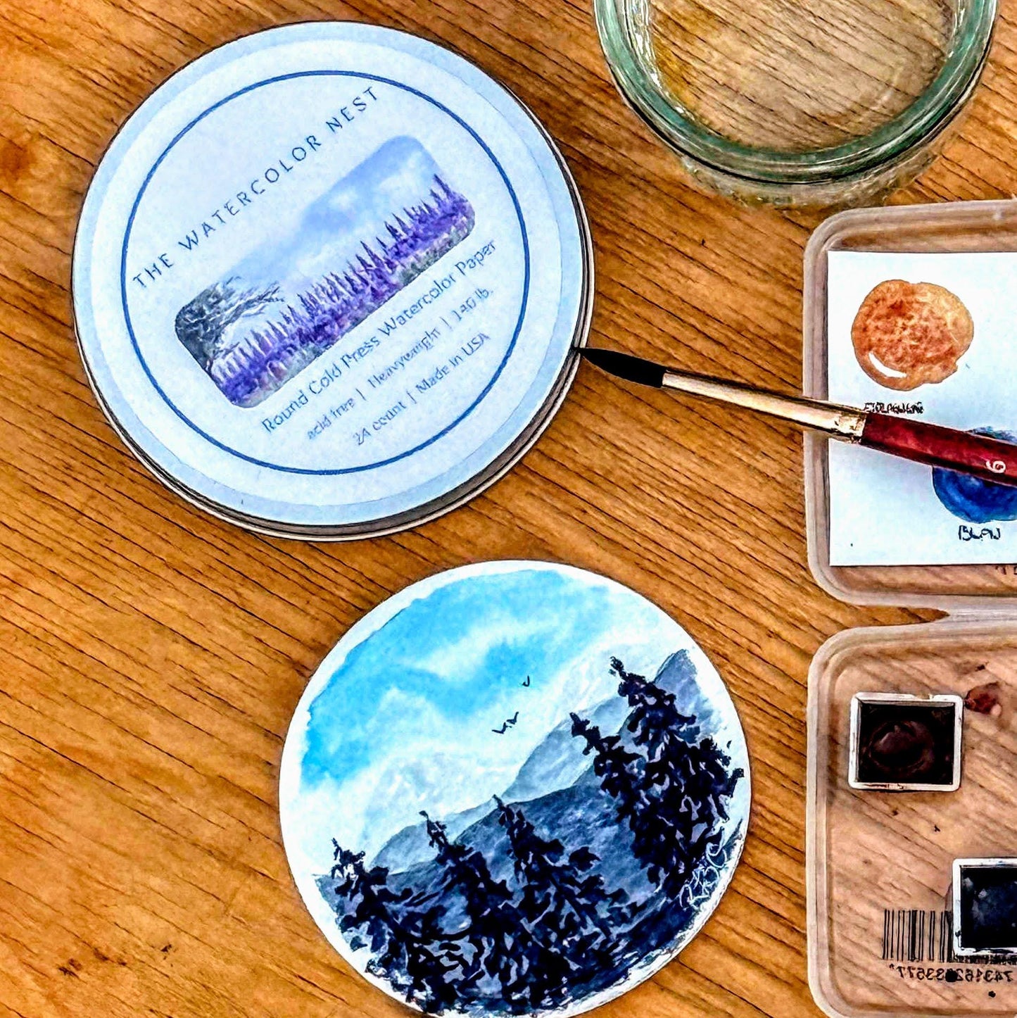Round Watercolor Paper Cards in Reusable Tin - The Watercolor Nest