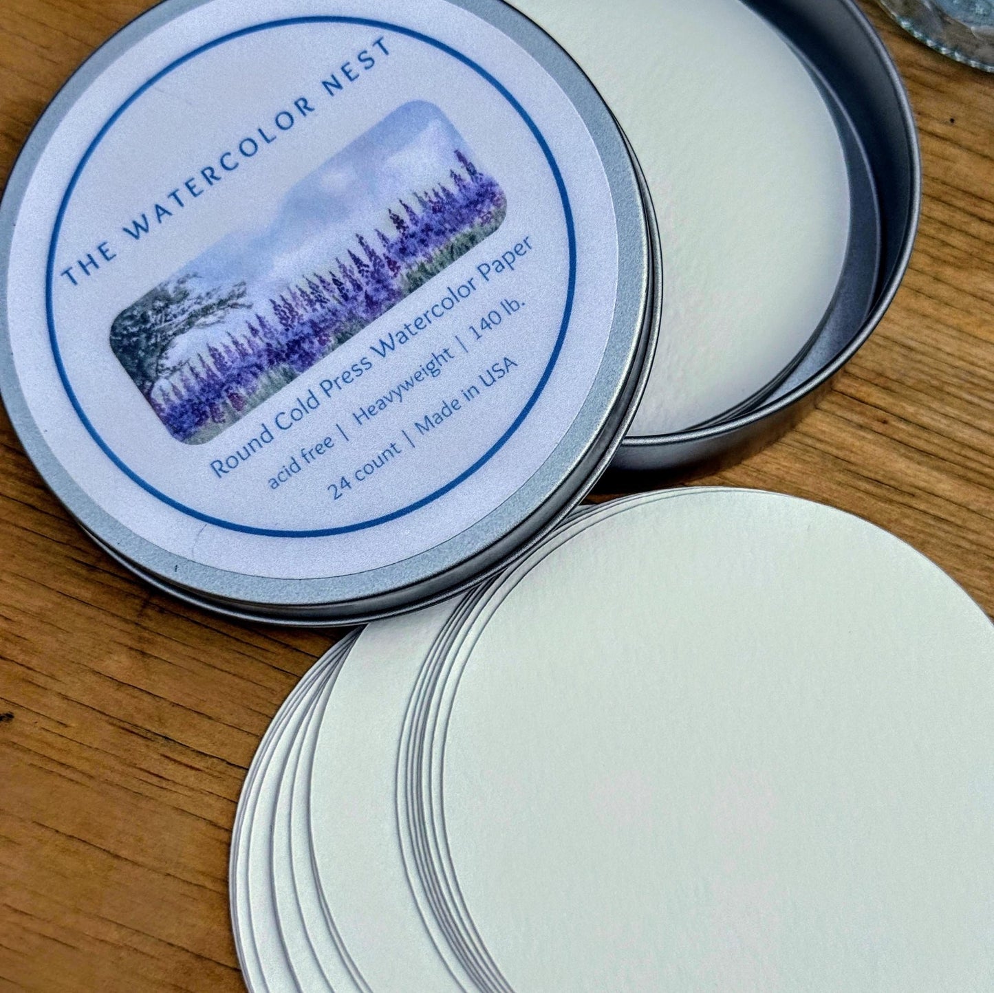 Round Watercolor Paper Cards in Reusable Tin - The Watercolor Nest