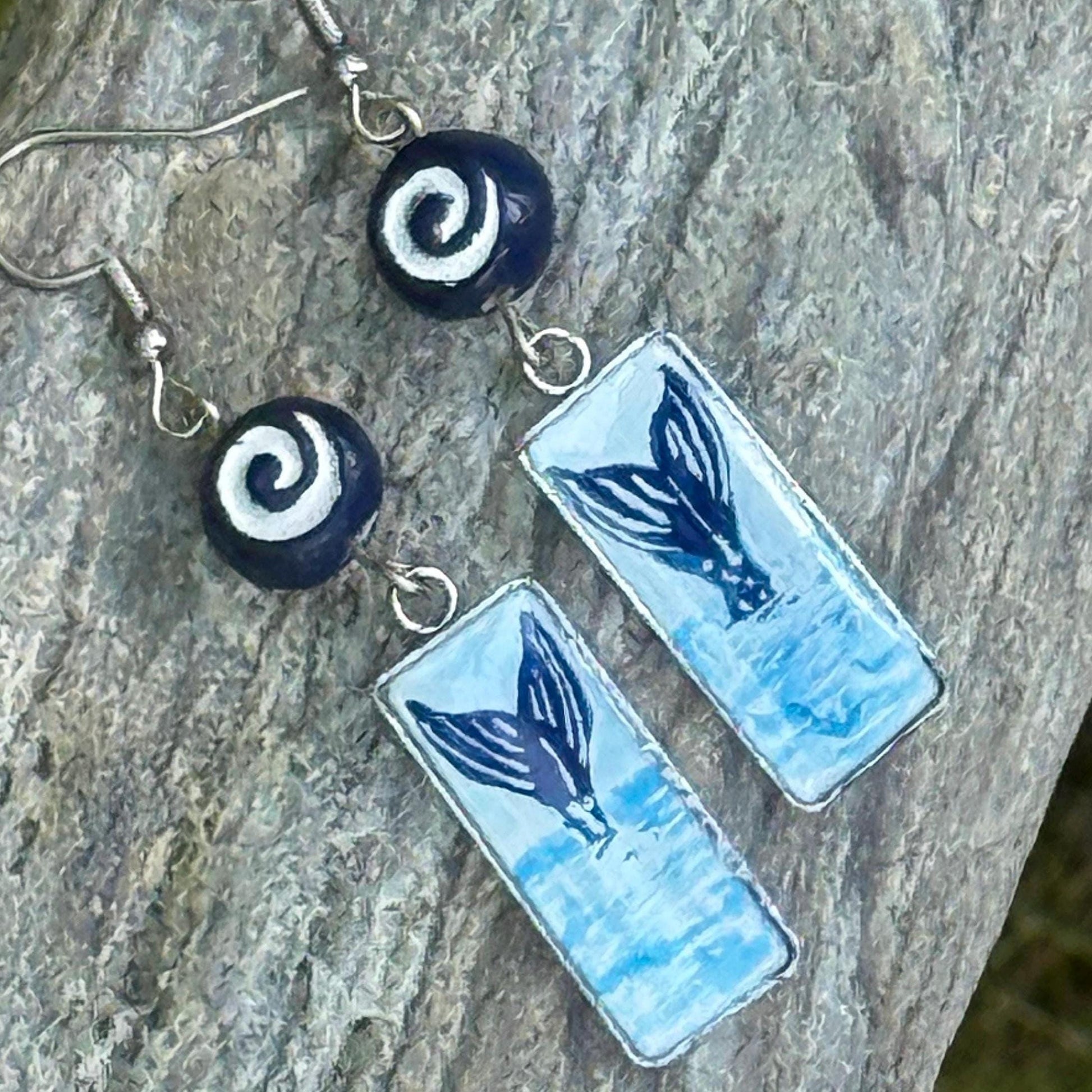 Whale earring, marine life jewelry, ocean theme earring, fish jewelry, whimsical art watercolor jewelry, beach core charm, save our seas - The Watercolor Nest