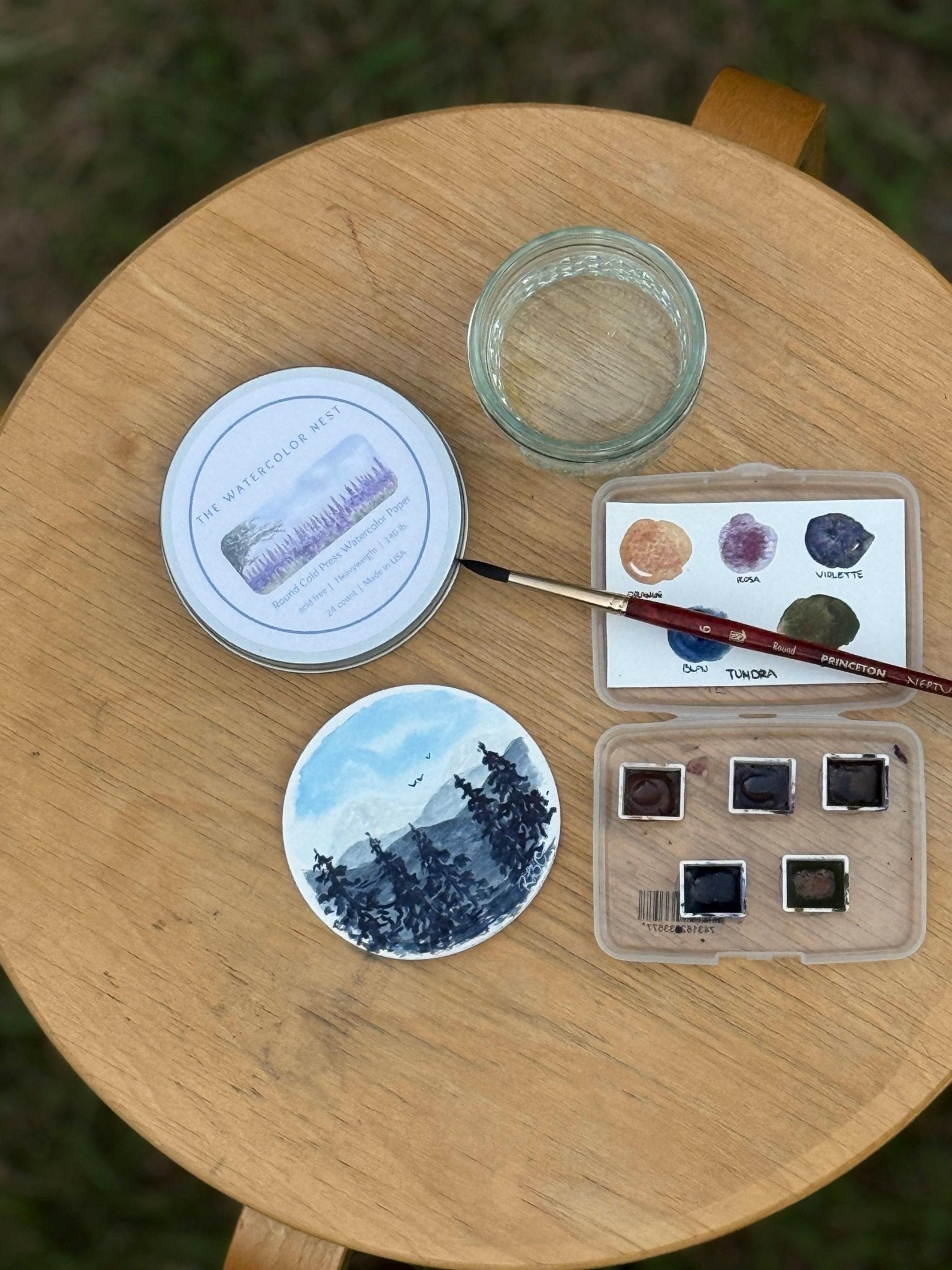 Round Watercolor Paper Cards in Reusable Tin - The Watercolor Nest