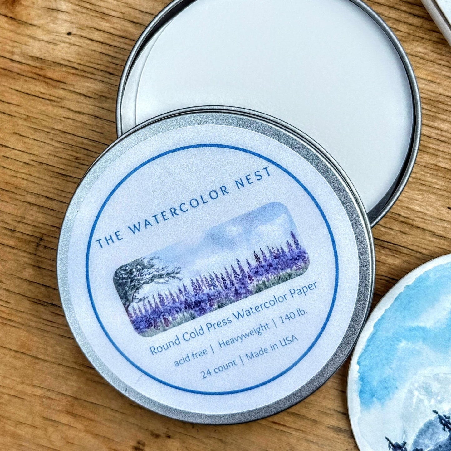 Round Watercolor Paper Cards in Reusable Tin - The Watercolor Nest