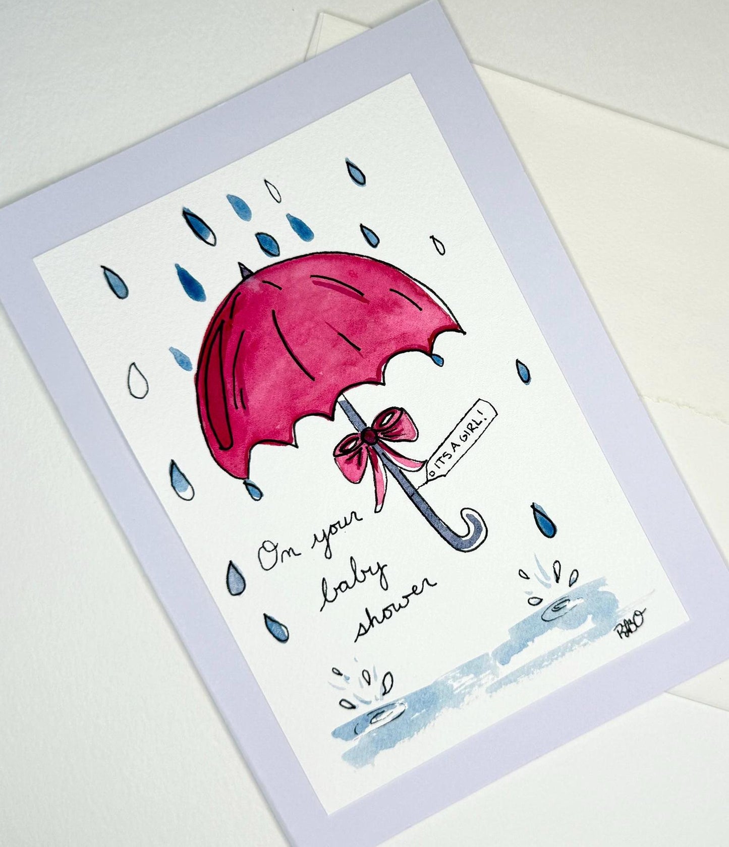 Hand - Painted Watercolor Baby Girl Card: Unique New Baby Greeting - The Watercolor Nest
