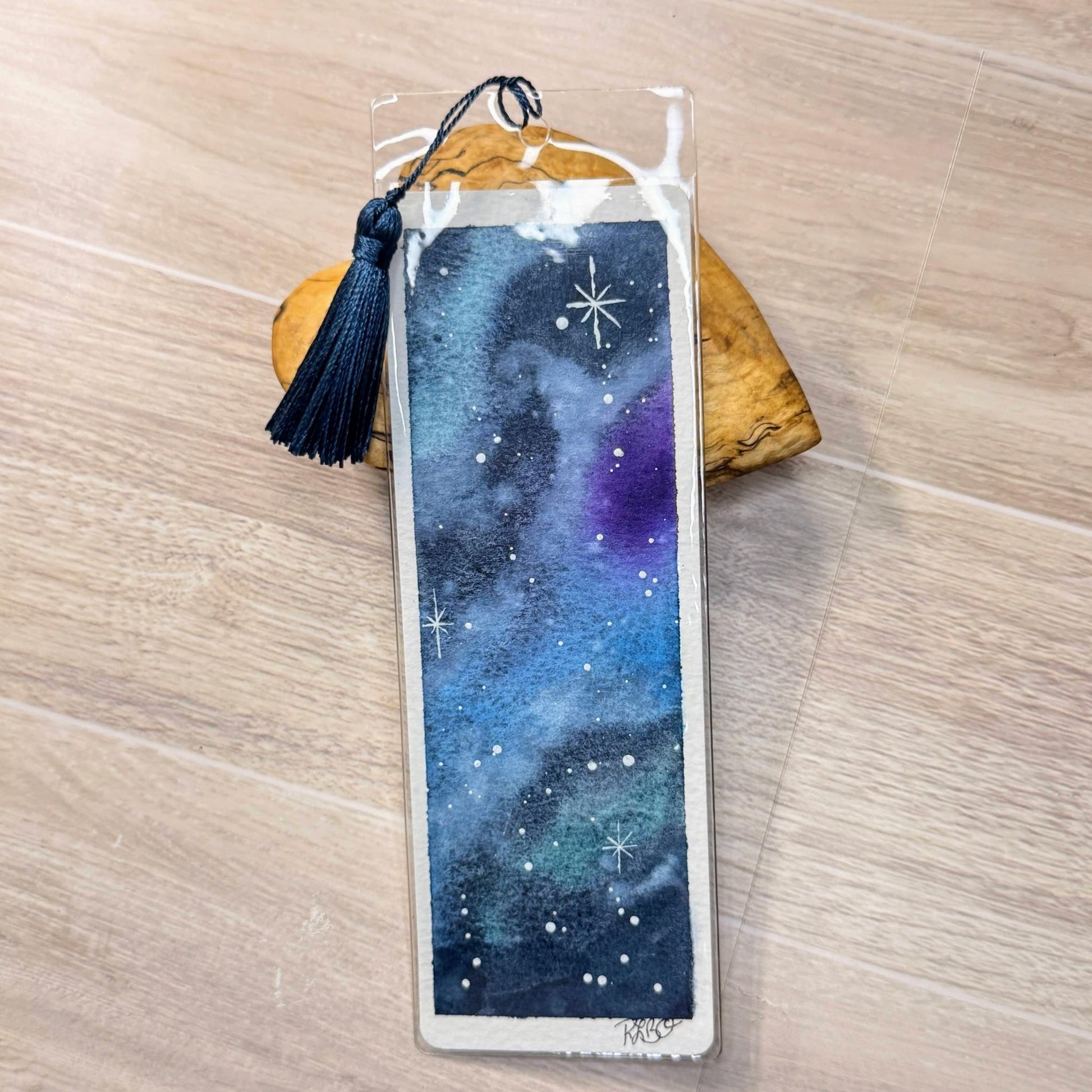 Watercolor Galaxy Bookmark: Hand - Painted Cotton Paper Art - The Watercolor Nest
