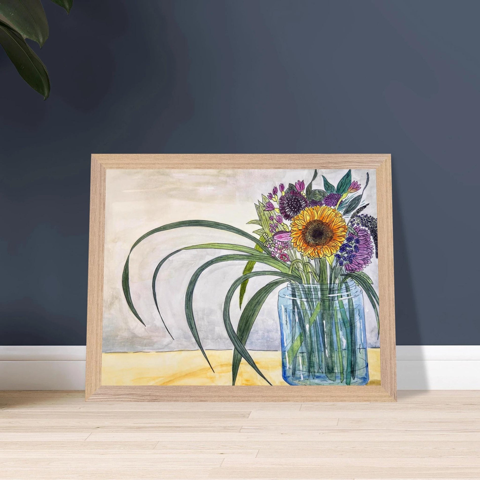 Autumn Bouquet - Wooden Framed Poster with Museum - Quality Matte Paper - The Watercolor Nest