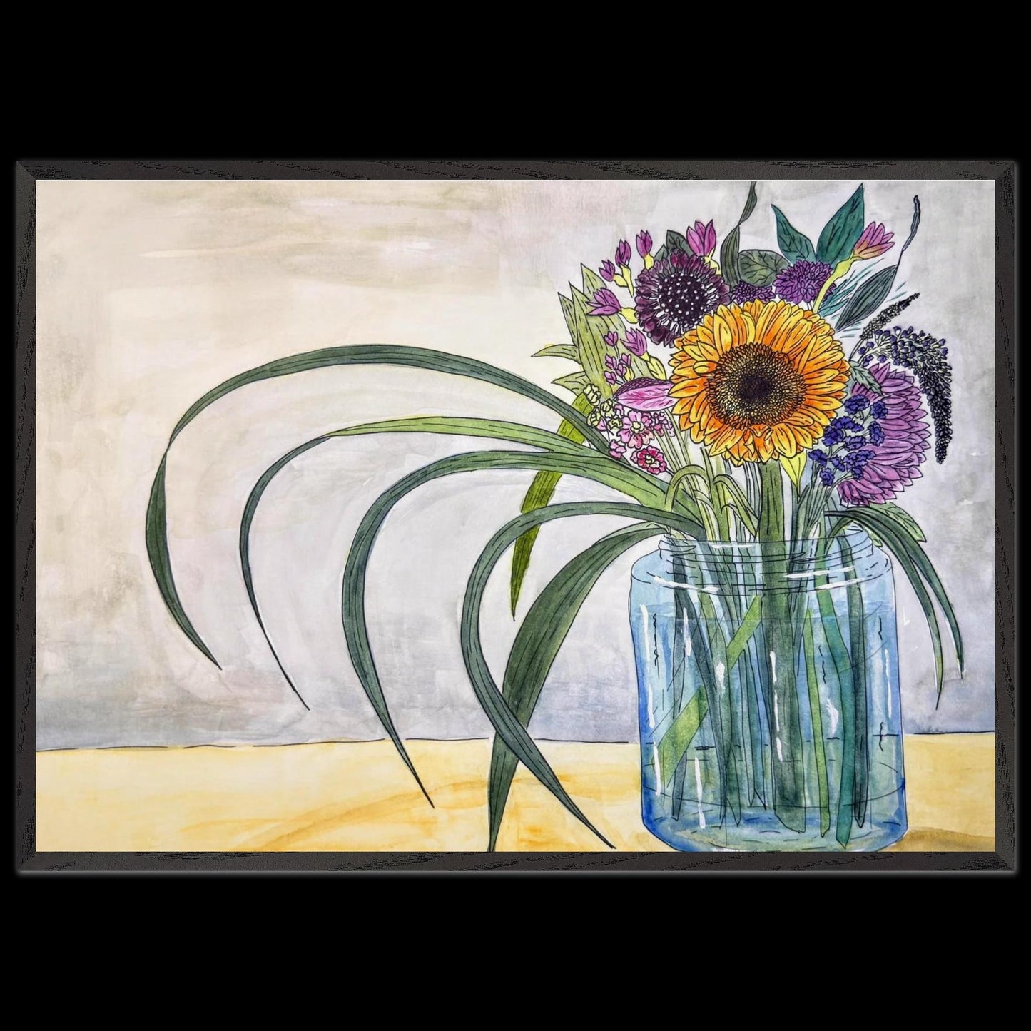 Autumn Bouquet - Wooden Framed Poster with Museum - Quality Matte Paper - The Watercolor Nest
