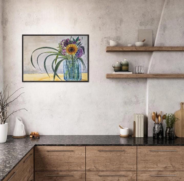 Autumn Bouquet - Wooden Framed Poster with Museum - Quality Matte Paper - The Watercolor Nest