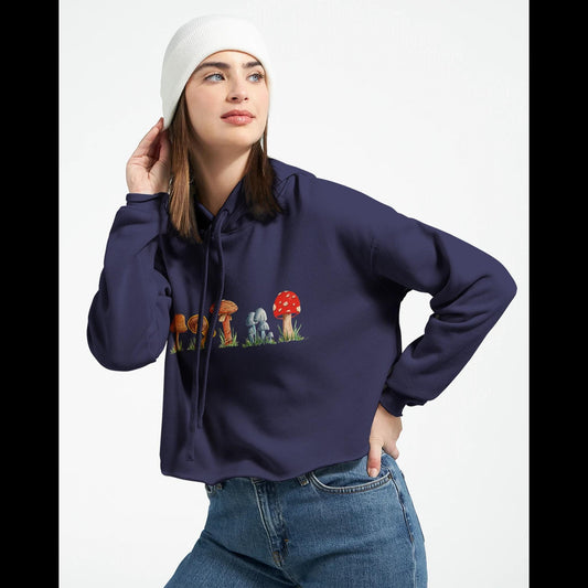 Mushroom Women's Cropped Hoodie | Bella + Canvas 7502 - The Watercolor Nest
