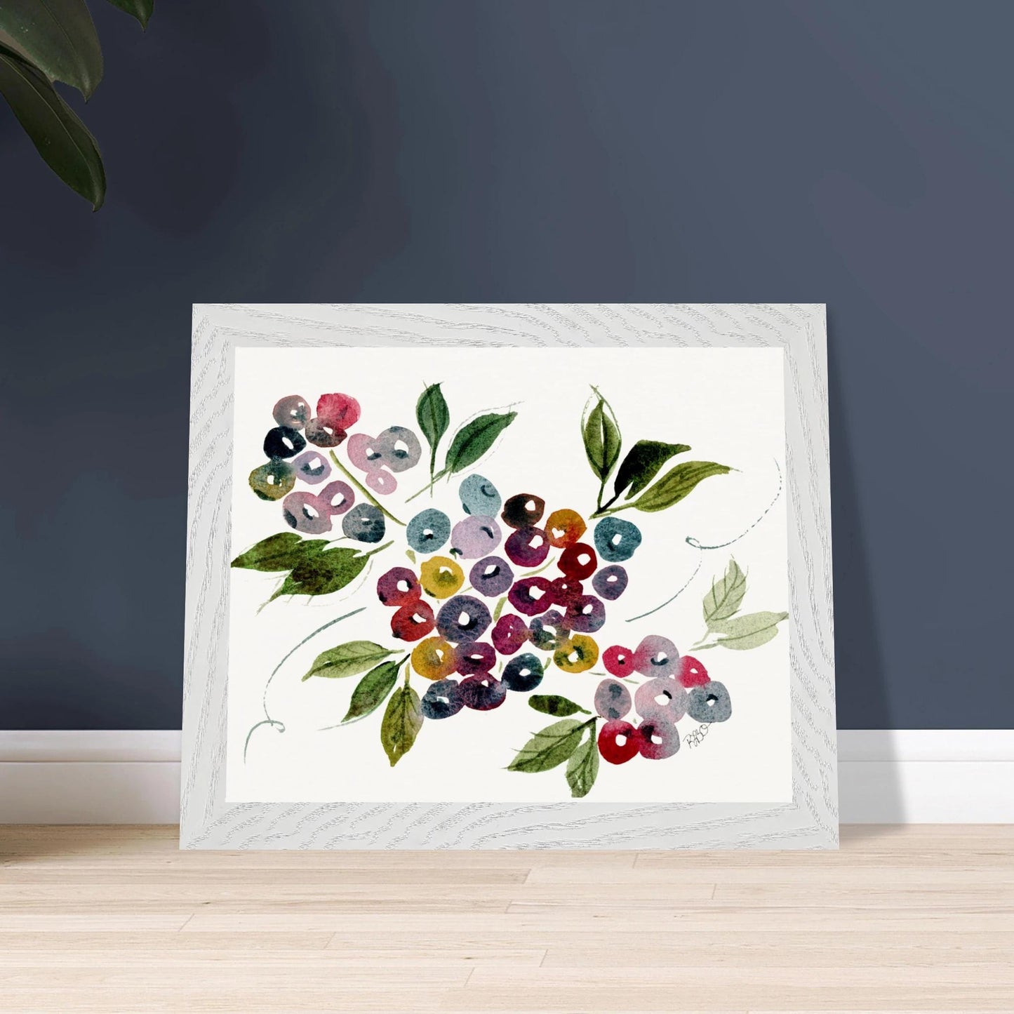 Maine Blueberries - Wood Framed Poster - The Watercolor Nest