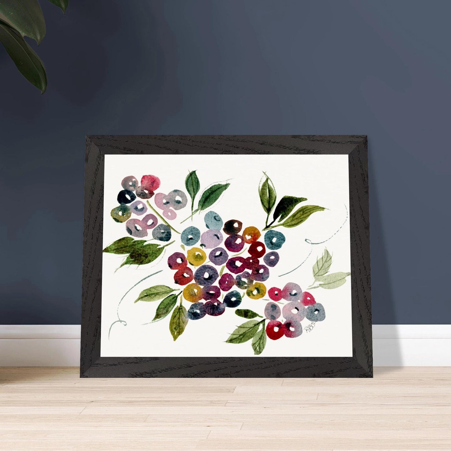 Maine Blueberries - Wood Framed Poster - The Watercolor Nest