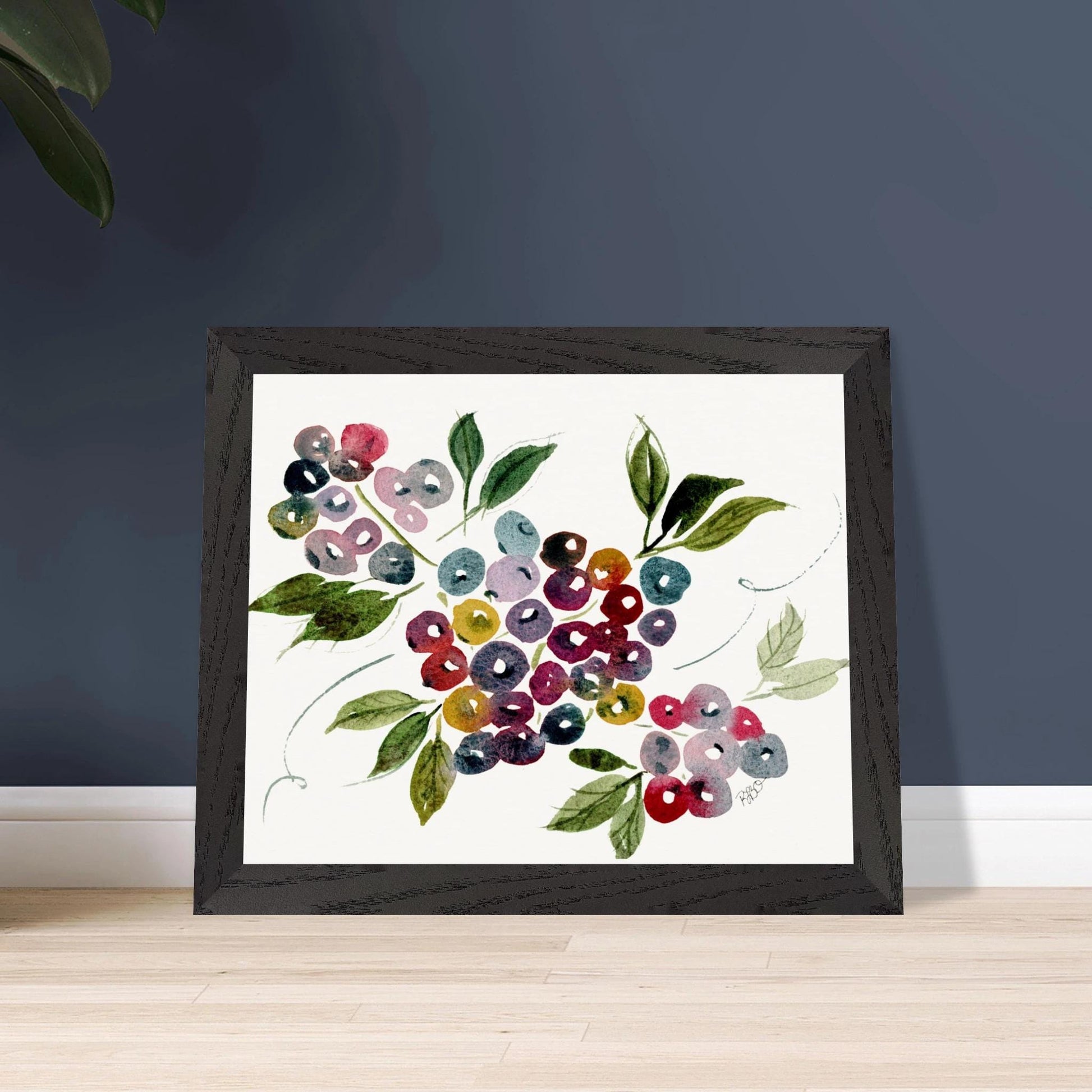 Maine Blueberries - Wood Framed Poster - The Watercolor Nest