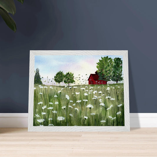 Queen Anne Lace Meadow - Wood framed Poster - The Watercolor Nest