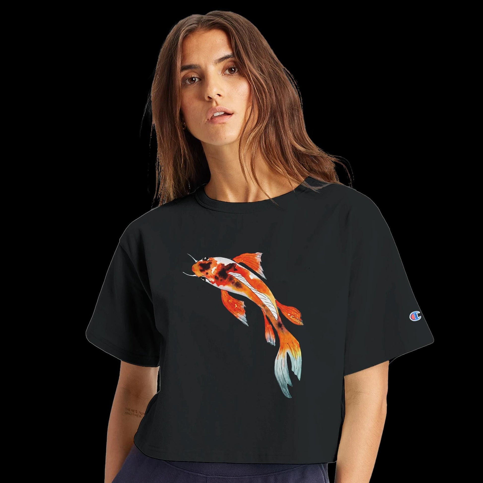 Koi Cropped T Shirt - The Watercolor Nest