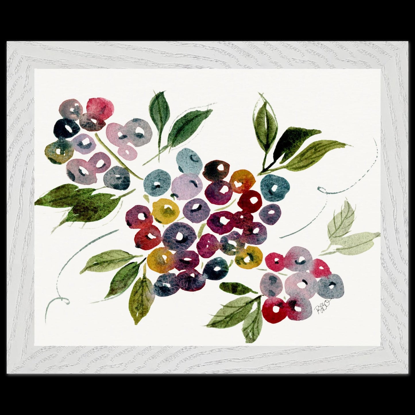 Maine Blueberries - Wood Framed Poster - The Watercolor Nest