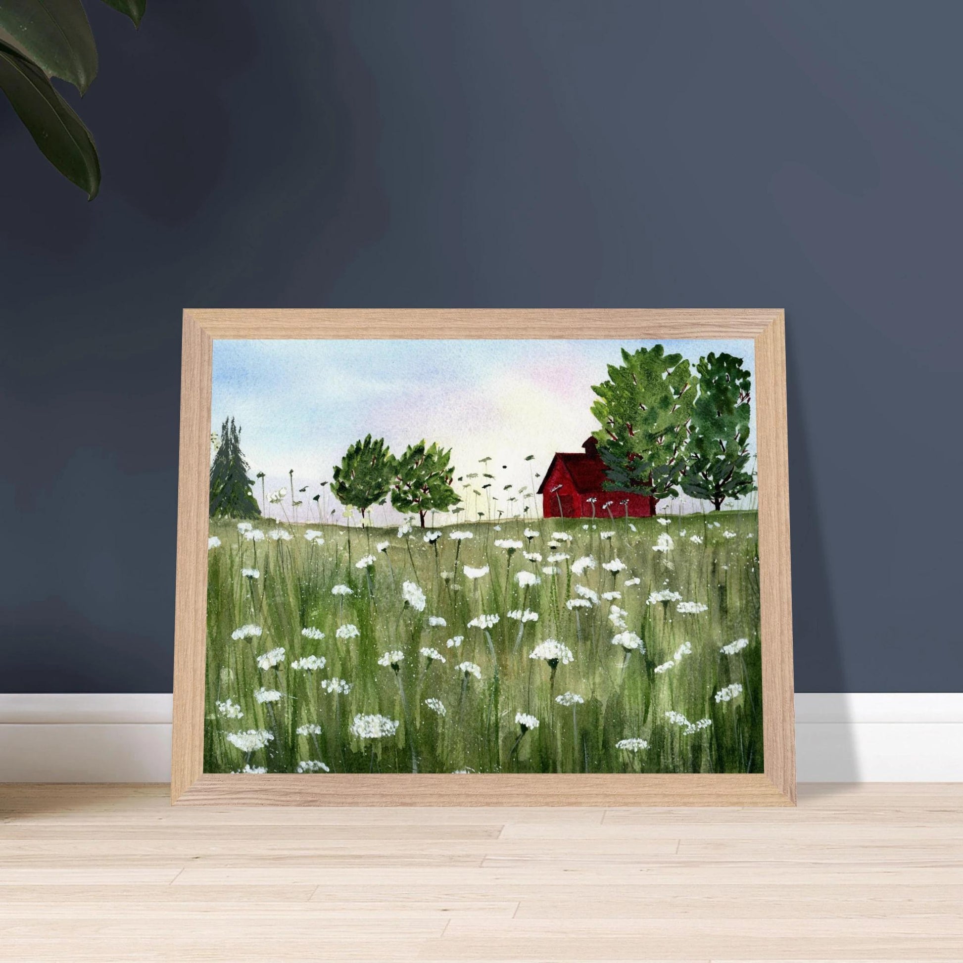 Queen Anne Lace Meadow - Wood framed Poster - The Watercolor Nest